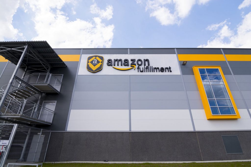 BIELANY, POLAND - MAY 04, 2016: The newly opened warehouse of retailer amazon.com. on 04 may, 2016 in Bielany near Wroclaw, Poland.